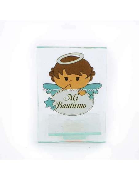 PLACA DE VIDRIO CON ANGELITO CELESTE (STIKER)