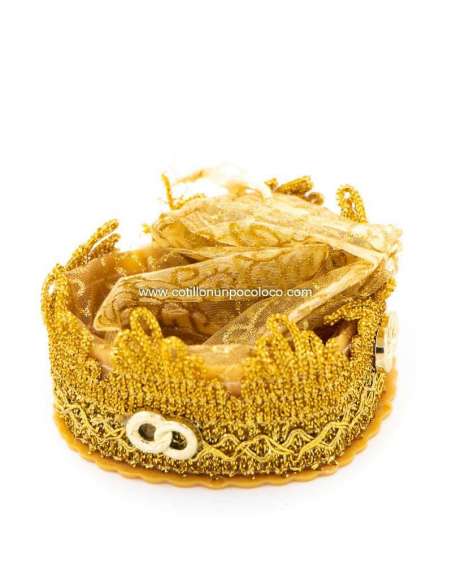 BOLSITA FORMA DE CORAZON DORADA Y ANILLOS