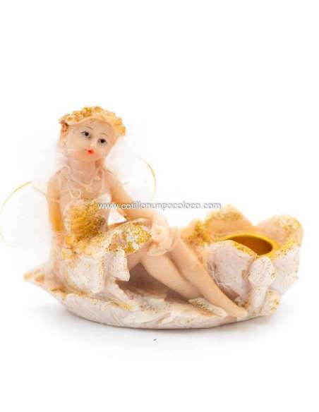 HADAS C/ BASE P/VELAS DORADAS Y PLUMA