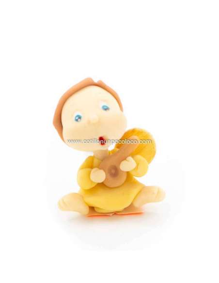 ANGELITO DE PORCELANA Y GUITARRA