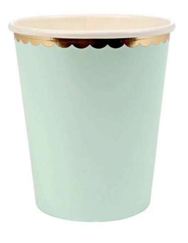 VASO VERDE PASTEL BORDE DORADO