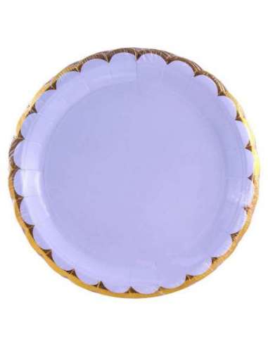 PLATO CUADRADO7" BORDE DORADO LILA PASTEL x1