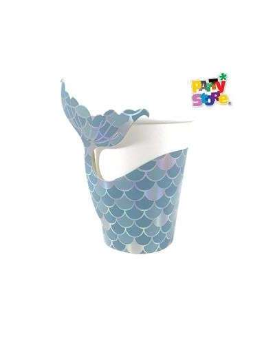 VASO DE POLIPAPEL SIRENA DE MAR (VASO + CUBREVASO) x6