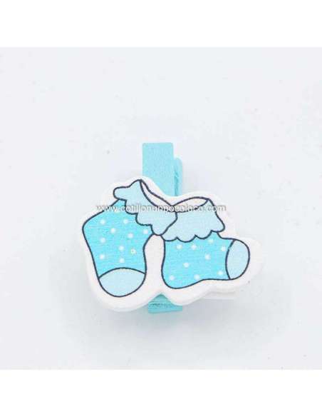 BROCHE MADERA CON APLIQUE ESCARPIN CELESTE