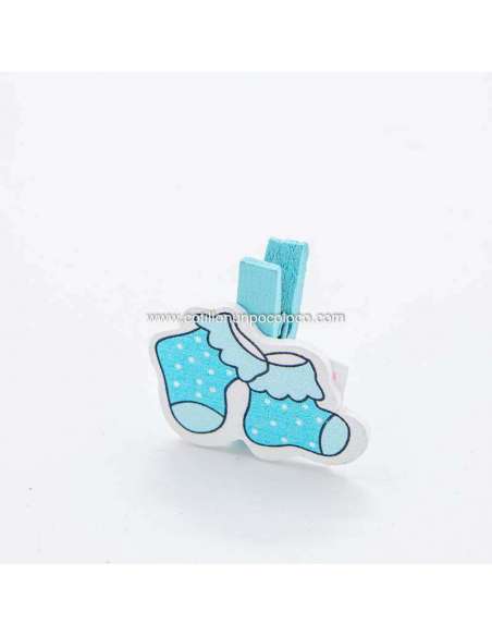 BROCHE MADERA CON APLIQUE ESCARPIN CELESTE
