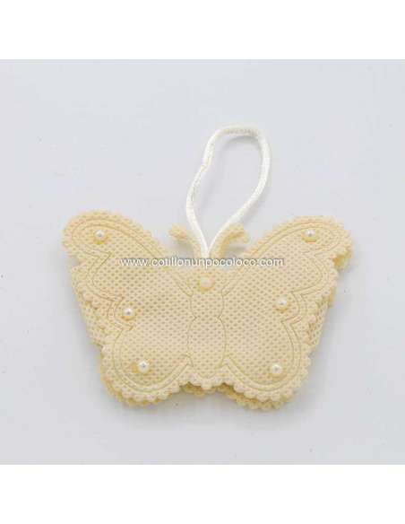 BOLSITO TELA BEIGE MARIPOSA