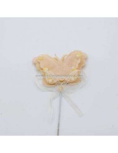 MARIPOSA BEIGE TELA CON PINCHE