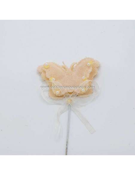 MARIPOSA BEIGE TELA CON PINCHE