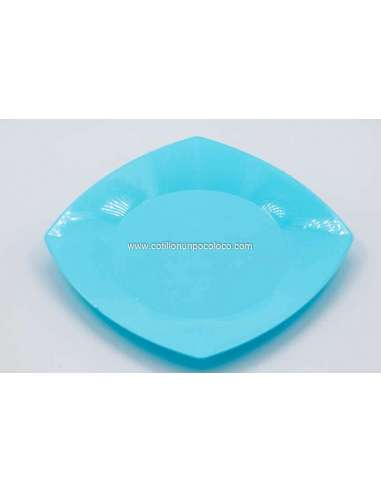 PLATO POSTRE CUADRADO 17cm CELESTE PASTEL x1