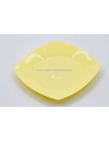 PLATO POSTRE CUADRADO 17cm AMARILLO PASTEL x1