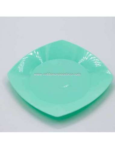 PLATO POSTRE CUADRADO 17cm VERDE PASTEL x1