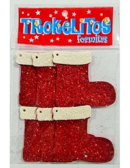 BOTAS PAPA NOEL GIBREADAS C/APLIQUE 1,5mm x6