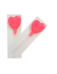 VELA CON PALITO GIBREADA CORAZON FUCSIA