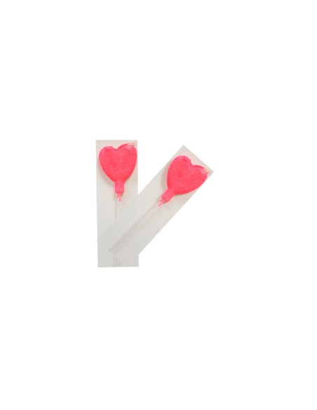 VELA CON PALITO GIBREADA CORAZON FUCSIA