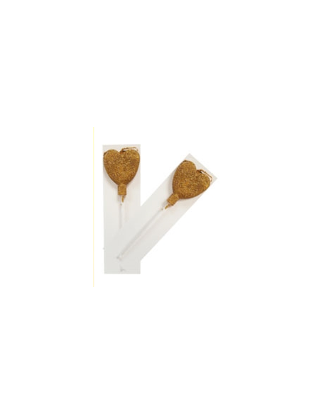 VELA CON PALITO GIBREADA CORAZON DORADA