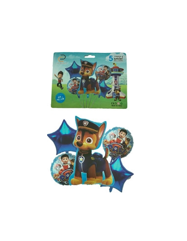 SET 5 GLOBOS METALIZADOS PAW PATROL CHASE