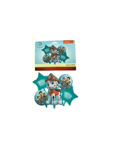 SET 5 GLOBOS METALIZADOS PAW PATROL MARSHALL