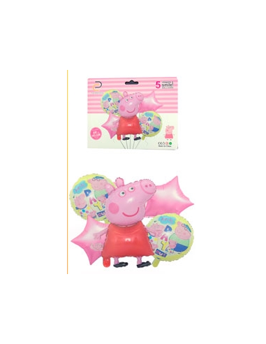 SET 5 GLOBOS METALIZADOS PEPPA (PEPPA PIG)