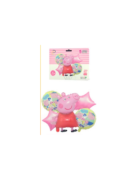 SET 5 GLOBOS METALIZADOS PEPPA (PEPPA PIG)