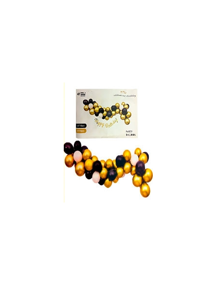 SET 47 GLOBOS DE LATEX PARA ARCO ORGANICO ORO Y NEGRO