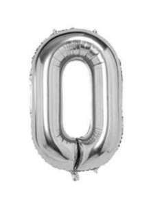 32" GLOBO NUMERO 0 PLATA x1