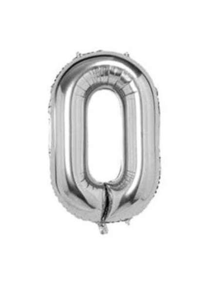 32" GLOBO NUMERO 0 PLATA x1
