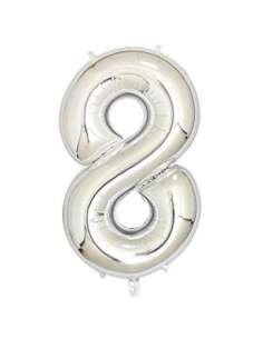 32" GLOBO NUMERO 8 PLATA x1
