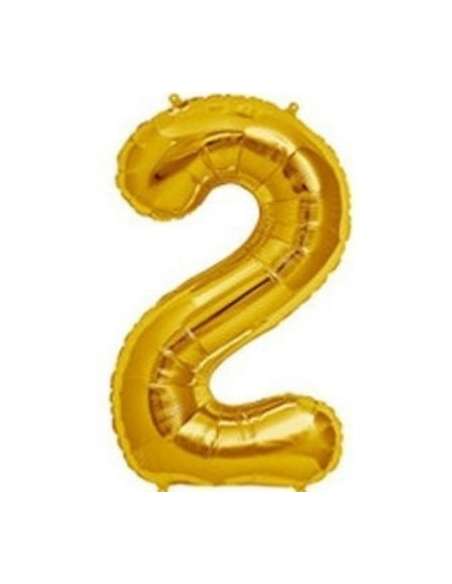 GLOBO NUMERO DORADO 2 16" x1