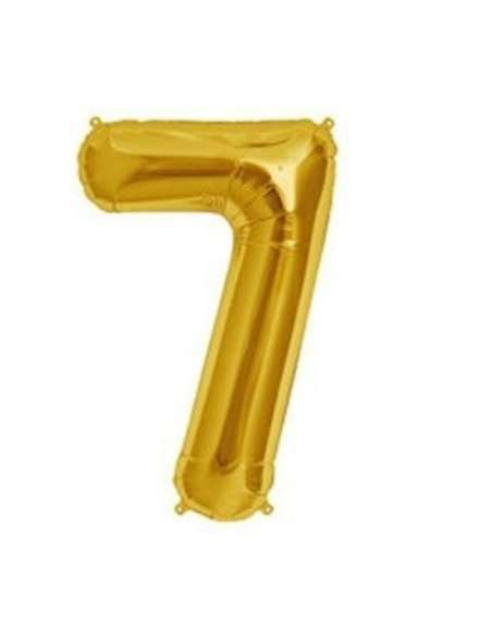 GLOBO NUMERO DORADO 7 16" x1