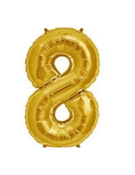 GLOBO NUMERO DORADO 8 16" x1