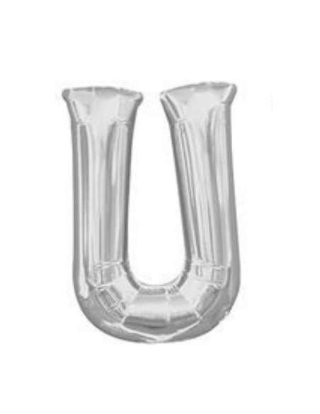 GLOBO LETRAS PLATEADAS U 16" x1