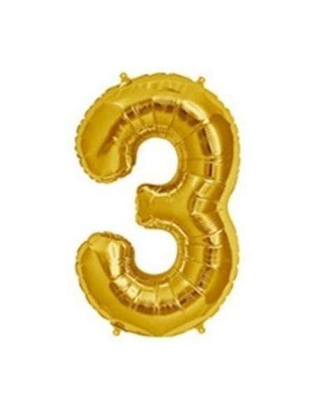 GLOBO NUMERO DORADO 3 26" x1