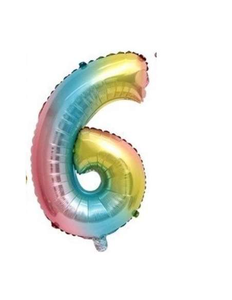 Globo numero arcoiris 6 32" x1