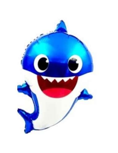 GLOBO METALIZADO PERSONAJES SILUETA 80cm BABY SHARK AZUL x1