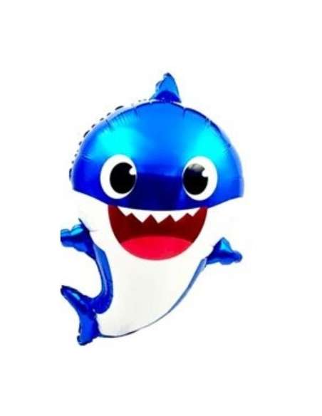 GLOBO METALIZADO PERSONAJES SILUETA 80cm BABY SHARK AZUL x1