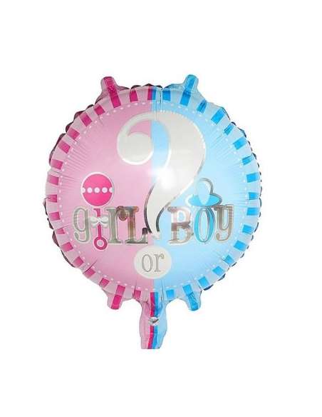GLOBO METALIZADO 18" 45cm GIRL OR BOY ROSA CELESTE x1