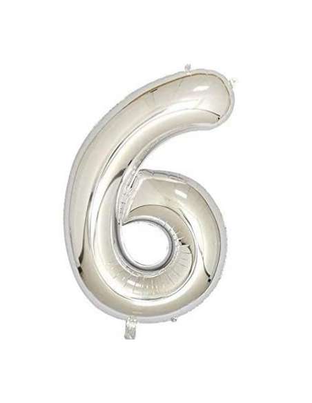 32" GLOBO NUMERO 6 PLATA