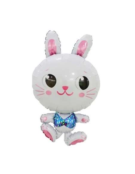 GLOBO METALIZADO PERSONAJES SILUETA 80cm CONEJO BLANCO x1