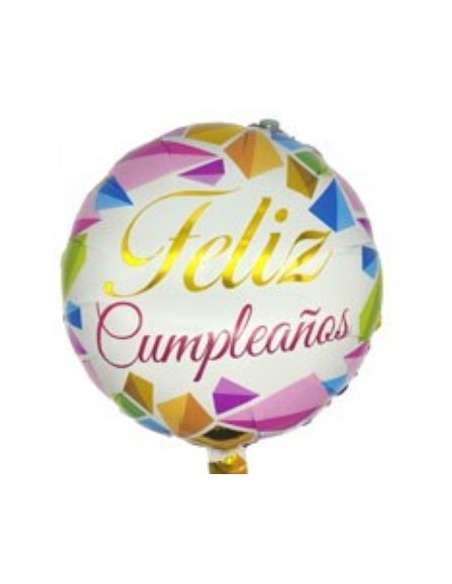 GLOBO METALIZADO 18" 45cm FELIZ CUMPLEAÑOS PIRAMIDES
