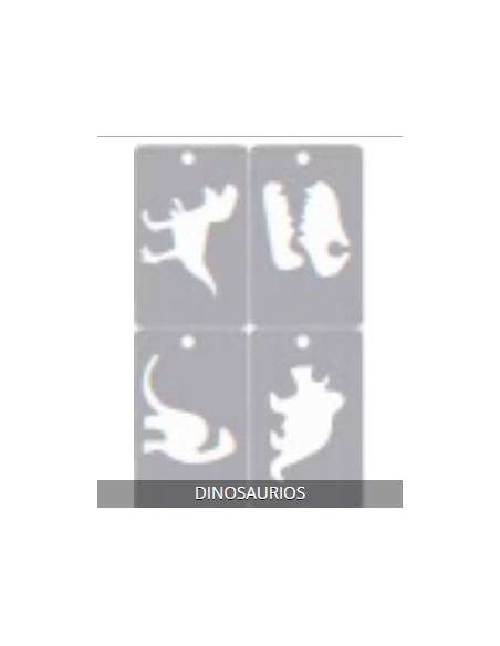 STENCIL 4 EN 1 IDEAL MAQUILLAJE DINOSAURIOS