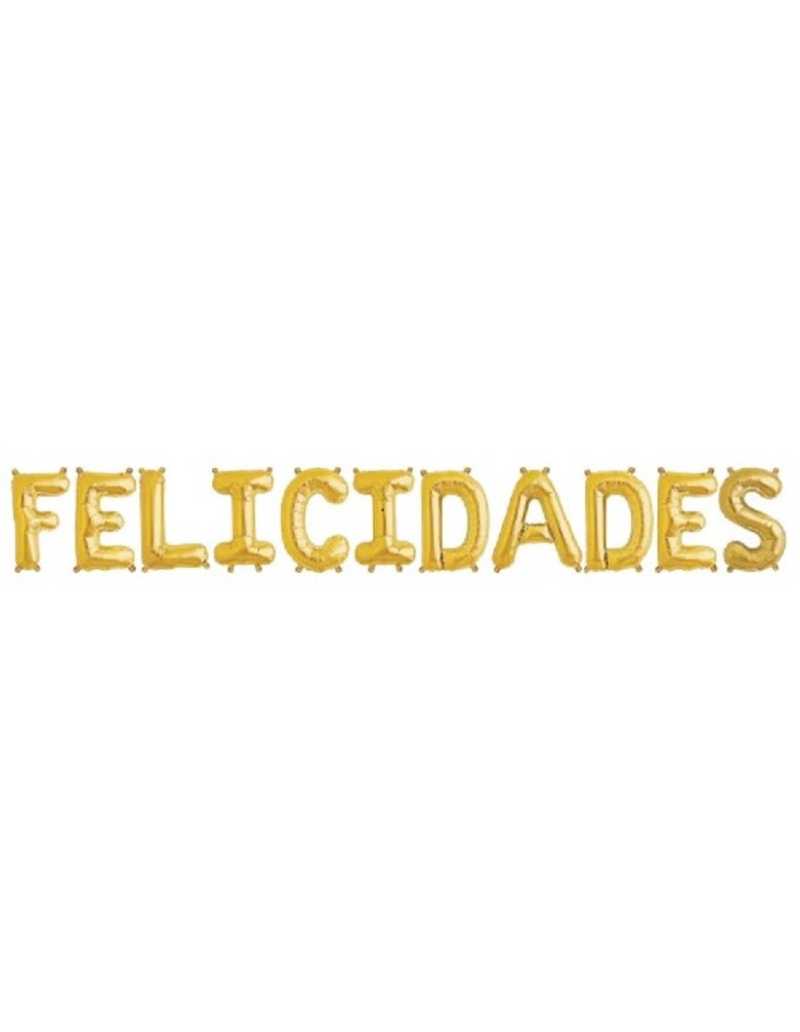 OVN SL1 14 GLOBO SET FRASE DORADA FELICIDADES