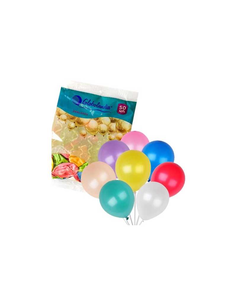 GLOBO PERLADO 10" MULTICOLOR x50