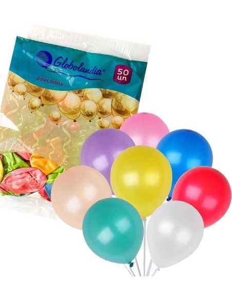 GLOBO PERLADO 10" MULTICOLOR x50