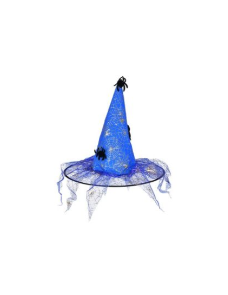 GORRO BRUJA AZUL ARAÑAS PLUSH