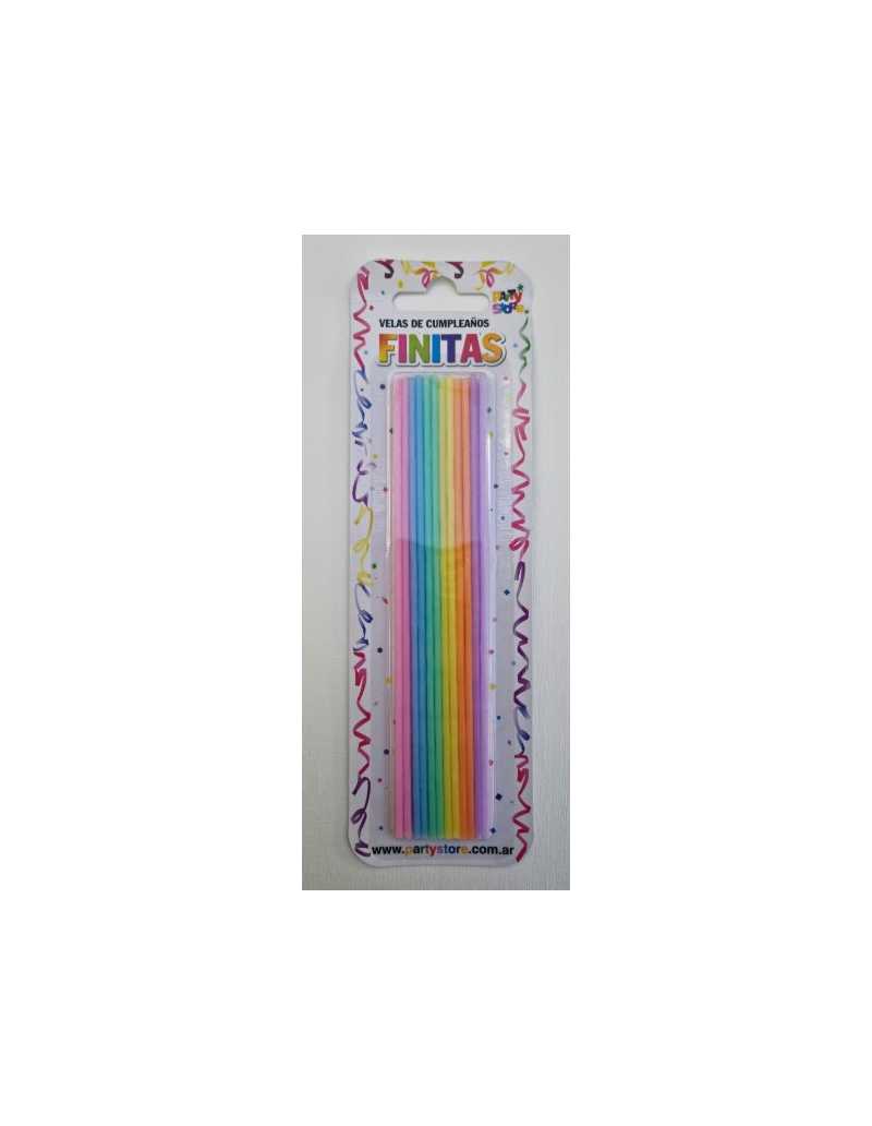 VELAS FINITAS 17cm PERLADAS PASTEL x24