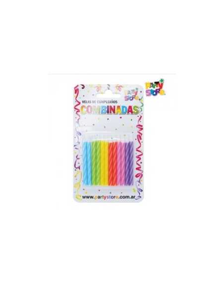 VELAS 6cm COMBINADAS MULTICOLOR x12