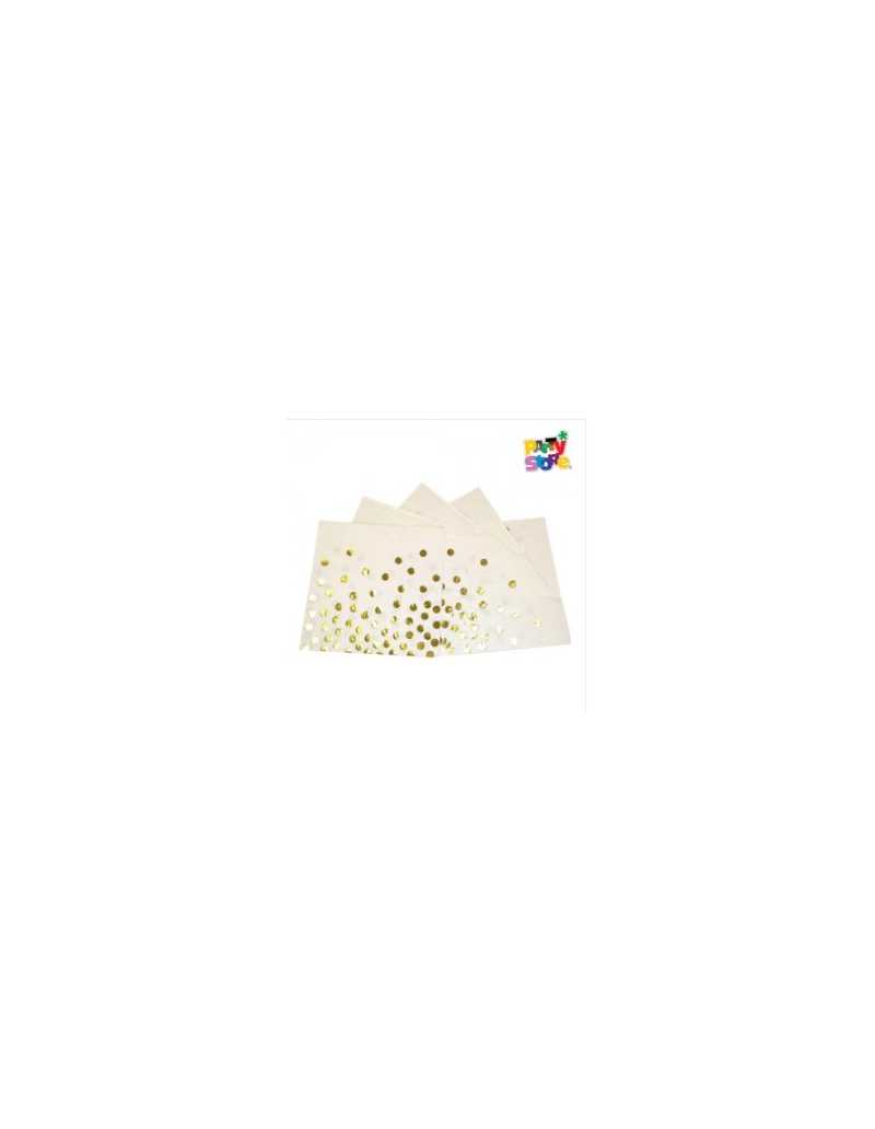 SERVILLETA DE PAPEL BLANCA LUNARES DORADOS x12