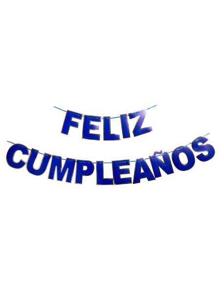 BANDERIN FELIZ CUMPLE AZUL CON STAMPA x1