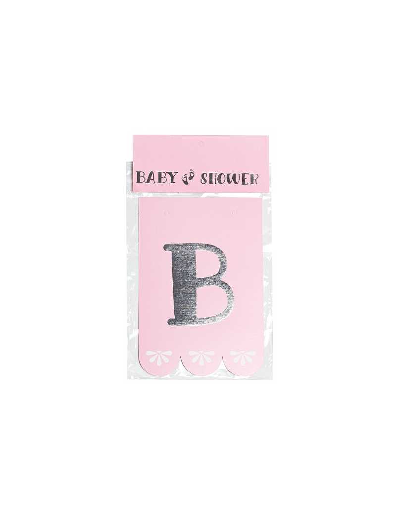 BANDERIN BABY SHOWER ROSA PASTEL Con STAMPA x1