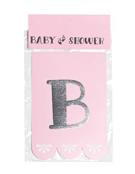 BANDERIN BABY SHOWER ROSA PASTEL Con STAMPA x1